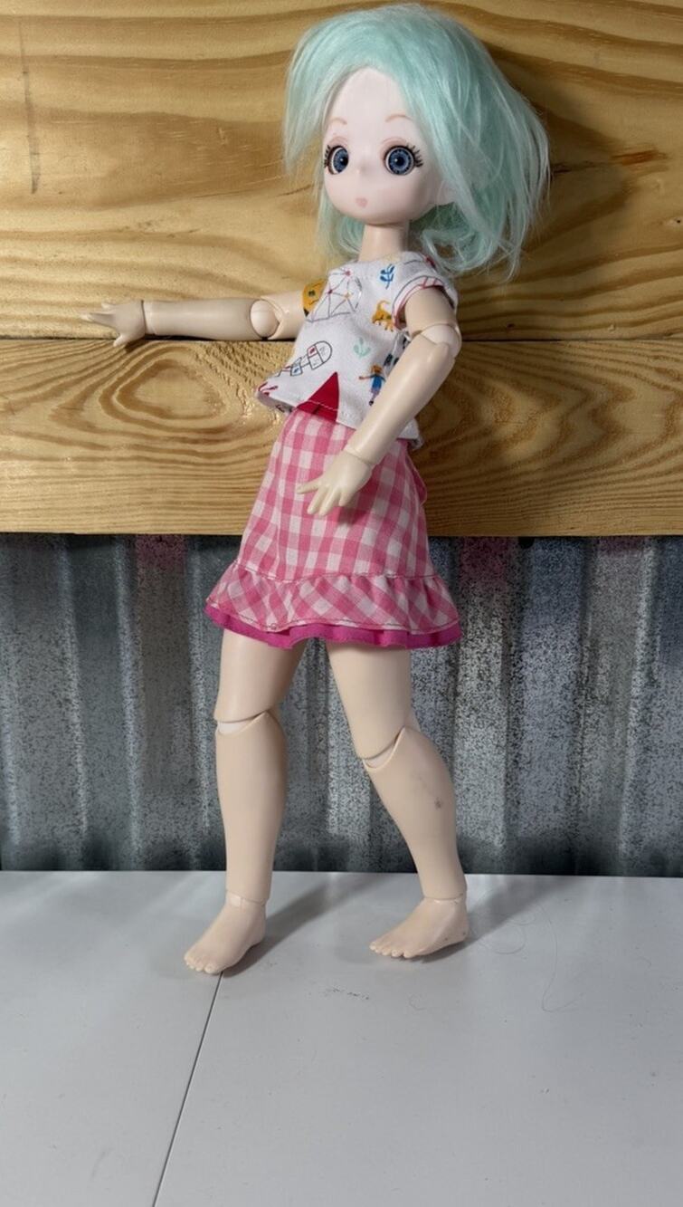 Articulated Fantasy BJD Girl Doll Straight Blue Hair Blue Eyes w/ Outfit 1/4 BJD